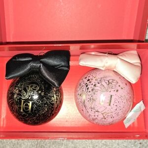 Elegant Carolina Herrera Black and Pink Ornament Set